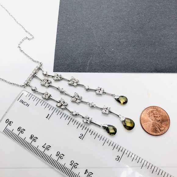 Vintage Sterling Silver Butterfly CZ Dangle Necklace 16” - Picture 6 of 6